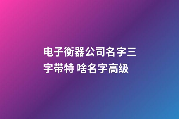 电子衡器公司名字三字带特 啥名字高级-第1张-公司起名-玄机派
